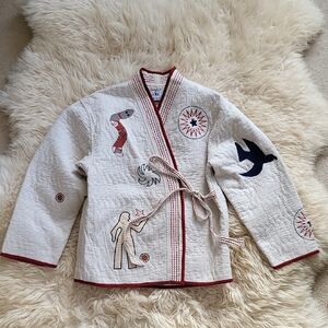 Zara Cream and Red Quilted Jacket